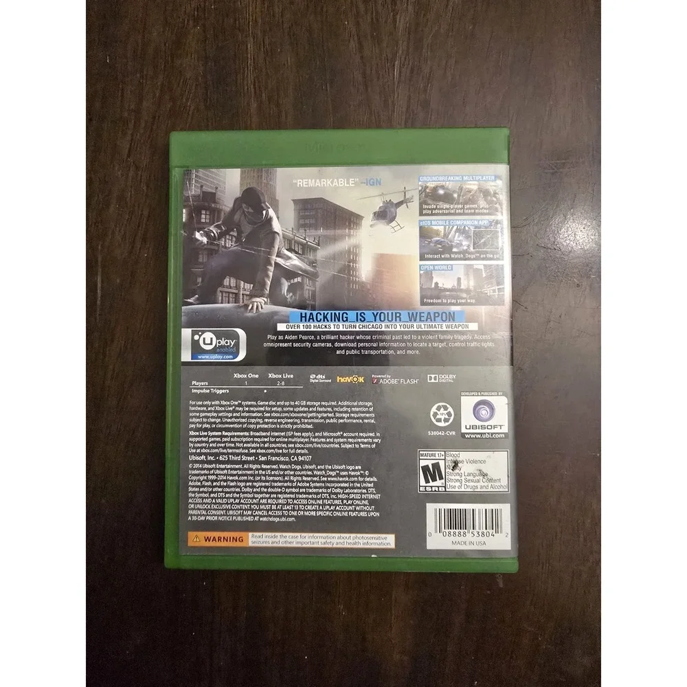 Watch Dogs (Microsoft Xbox‎ One) Game case & Disc Included - Tested & Plays